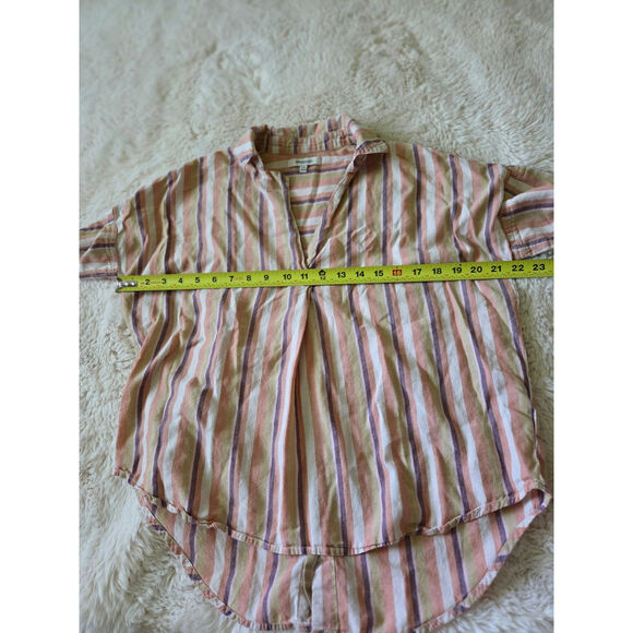 Madewell Womens XXS Striped oversided fit short sleeved lightweight blouse - Picture 8 of 9